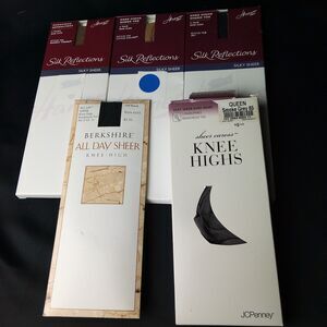 VINTAGE PANTYHOSE KNEE HIGH ASSORTED COLORS ASSORTED SIZES LOT OF 5